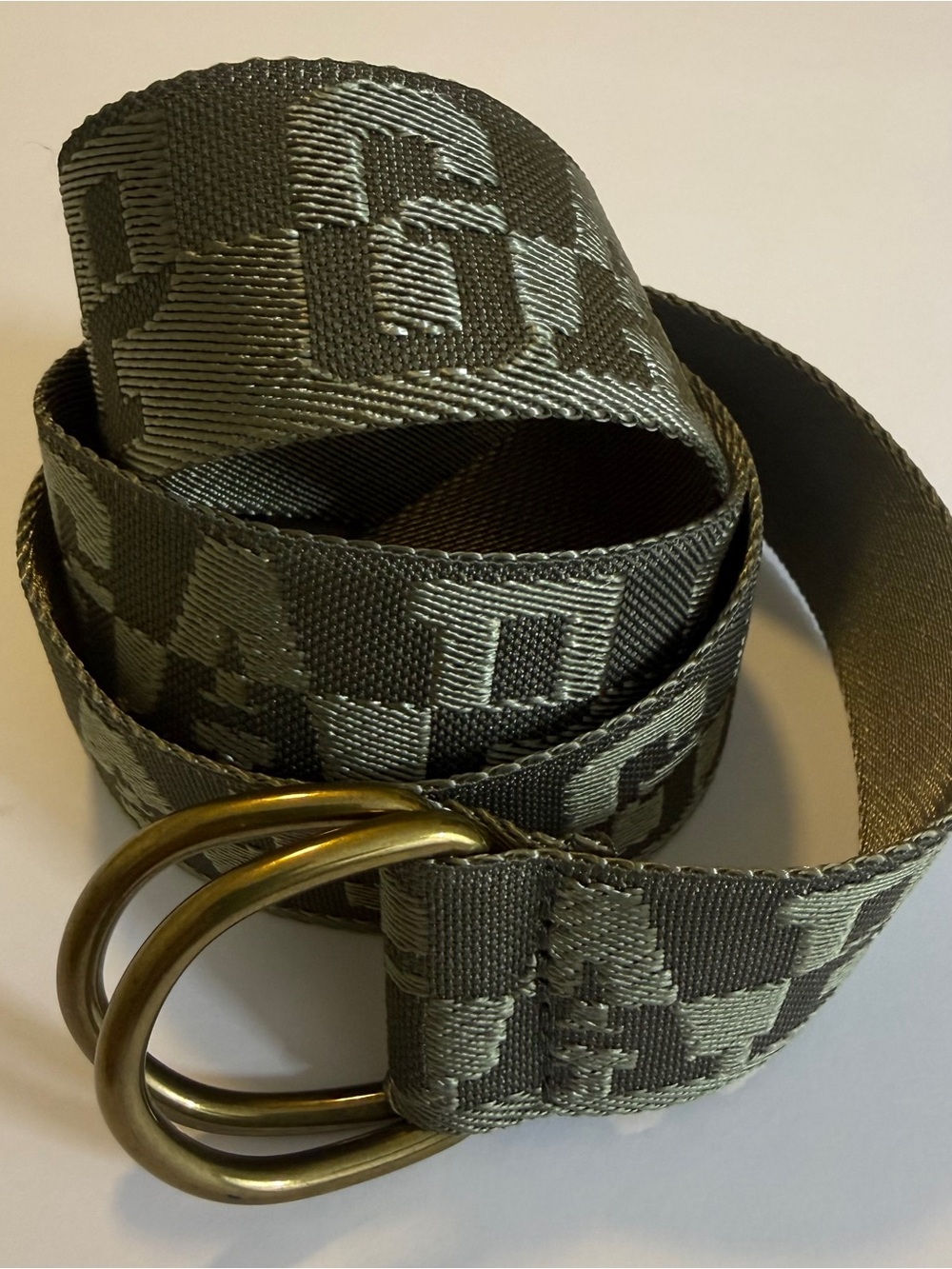 GAP Olive Green Jacquard Web Belt with Double Brass D-Rings